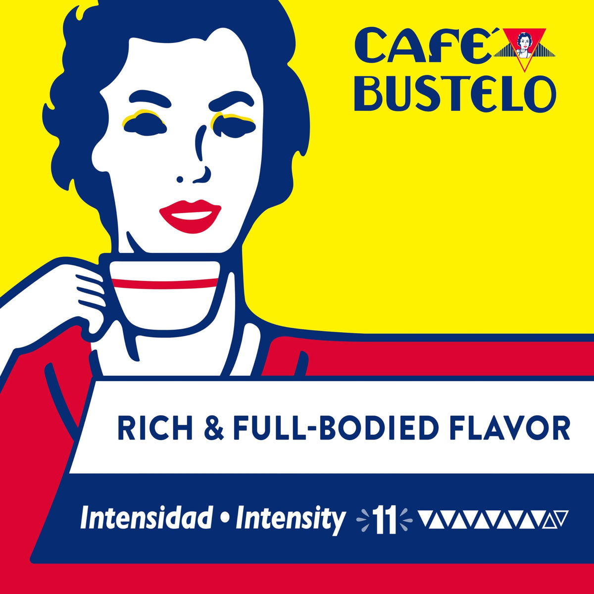Cafe Bustelo aluminum capsules compatible with Nespresso Original Line machines.