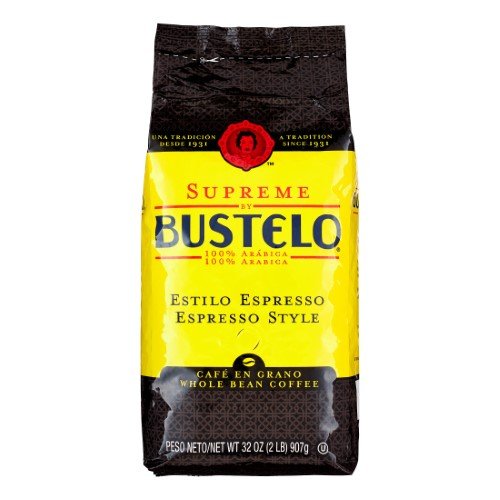 Cafe Bustelo Supreme cup with steam highlighting espresso-style aroma and crema potential