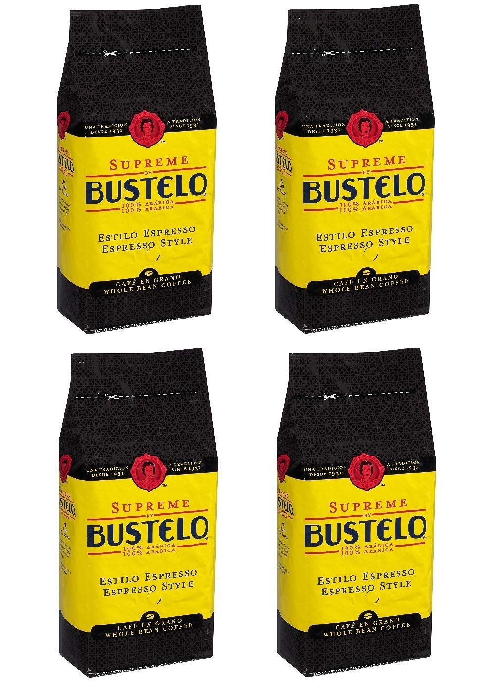 Cafe Bustelo Supreme whole bean espresso-style coffee pack with rich aroma for quick mornings