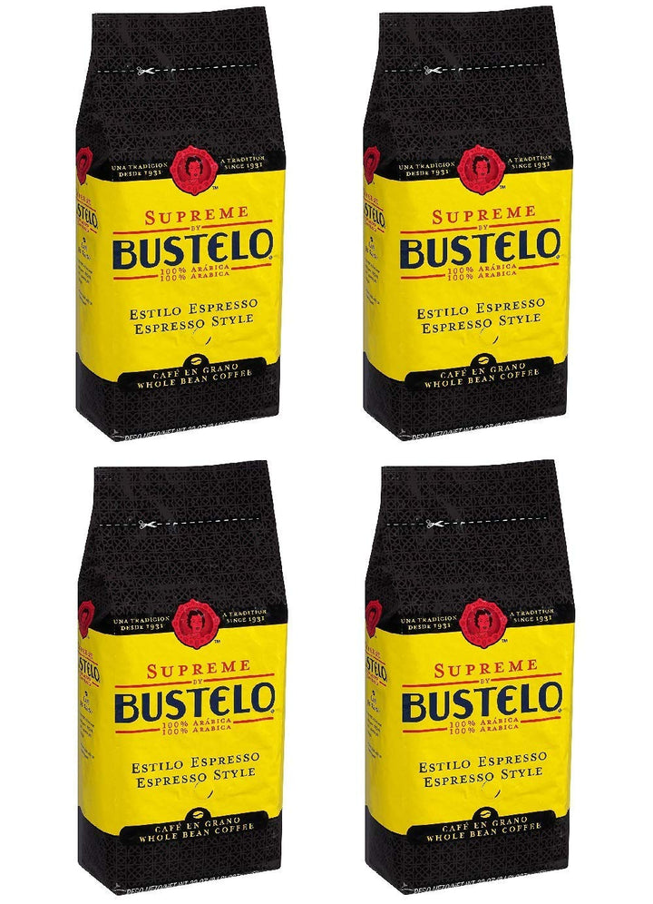 Cafe Bustelo Supreme whole bean espresso-style coffee pack with rich aroma for quick mornings