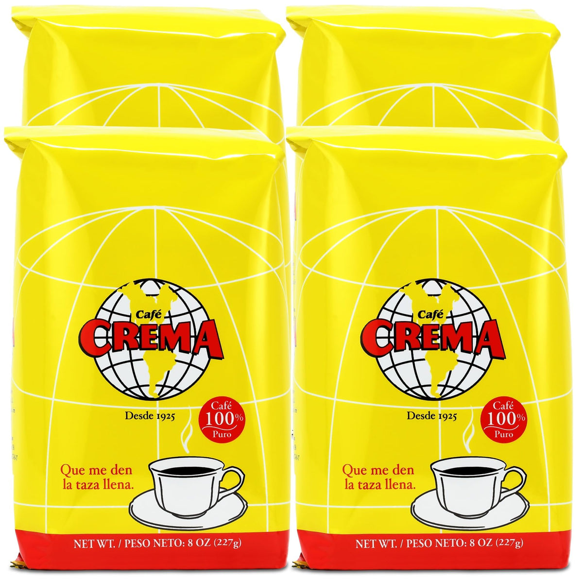 Cafe Crema medium roast ground coffee Puerto Rico pack-4 image showing four 8-ounce bags
