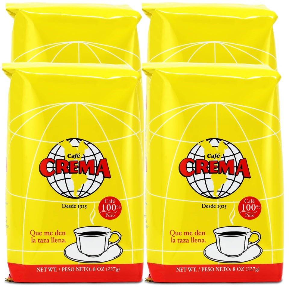Cafe Crema medium roast ground coffee Puerto Rico pack-4 image showing four 8-ounce bags