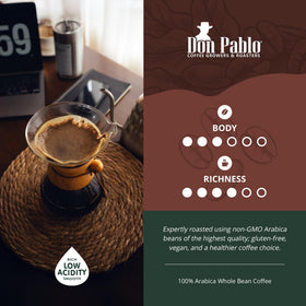 Cafe Don Pablo naturally sweet notes of caramelized sugars with citrus.