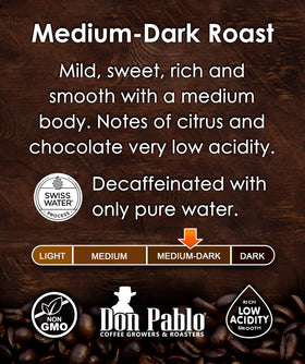 Cafe Don Pablo decaf brew pour-over aroma in cup.