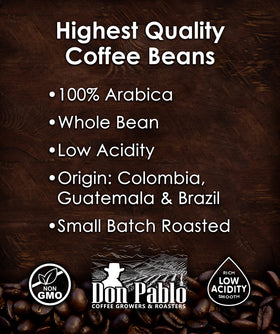 Cafe Don Pablo Signature Blend morning brew setup showcasing balanced flavor and low acidity.
