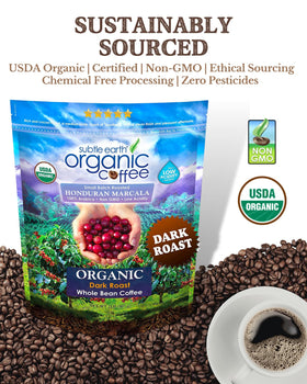 Aromatic Subtle Earth dark roast releasing rich coffee aroma