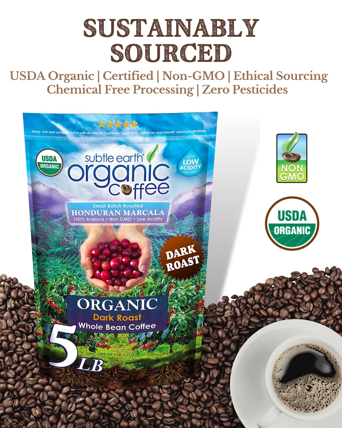 Small-batch roast process preserves peak flavor and freshness in Subtle Earth coffee.
