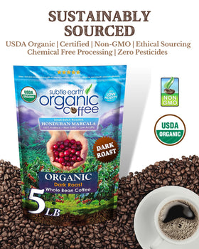 Small-batch roast process preserves peak flavor and freshness in Subtle Earth coffee.