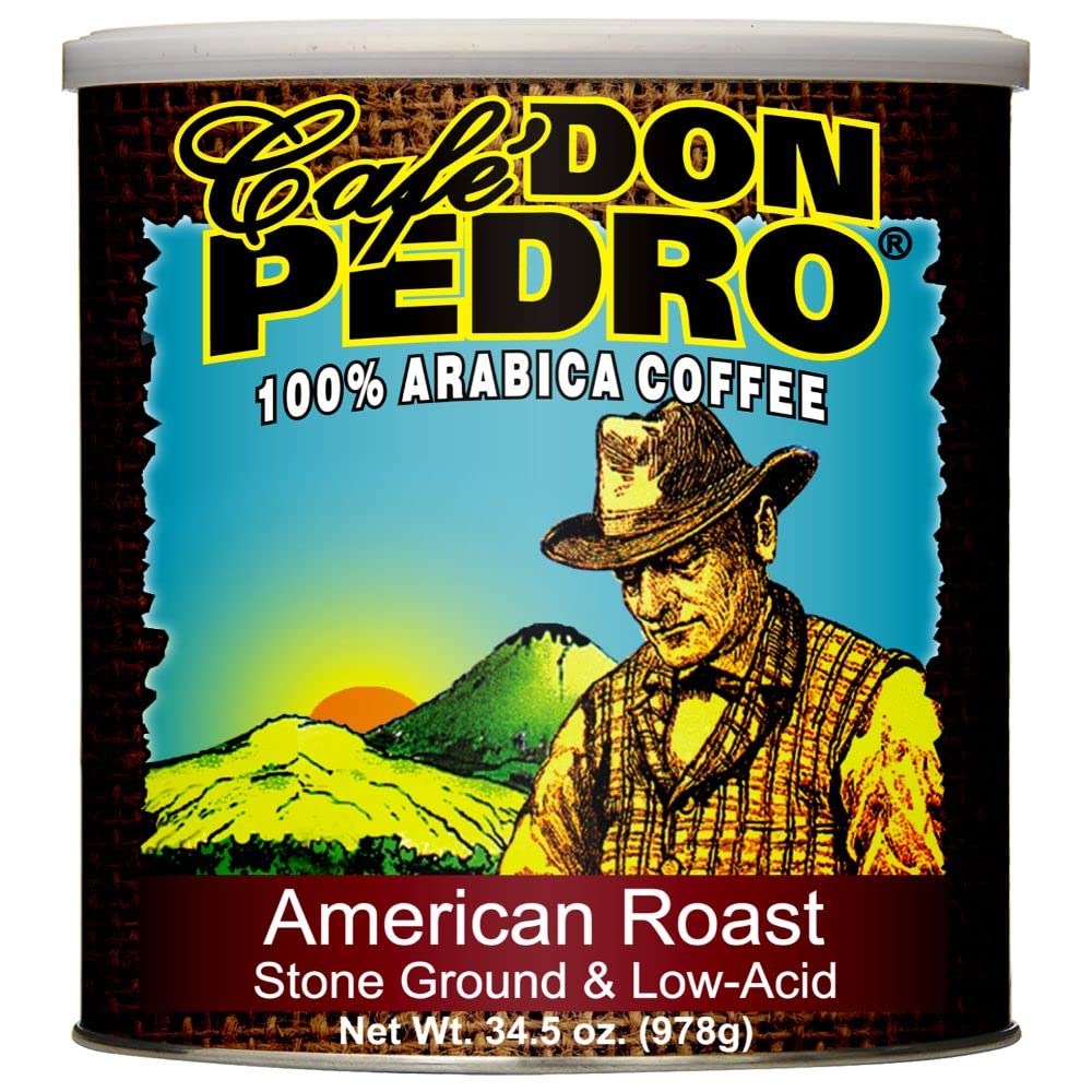 Cafe Don Pedro American Roast can front view, smooth flavor for mornings.
