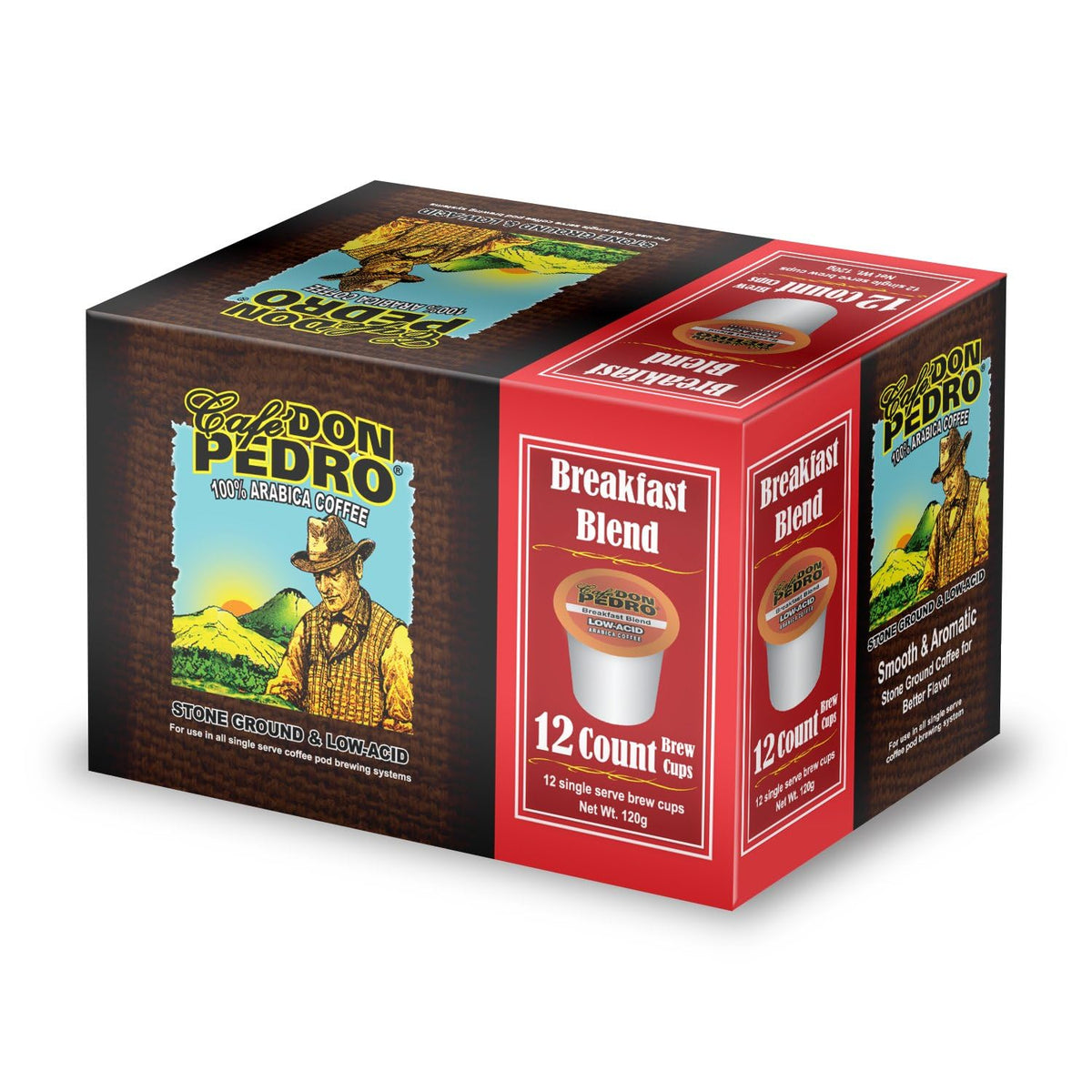 Cafe Don Pedro Colombian Supremo box emphasizing balanced body and smooth finish