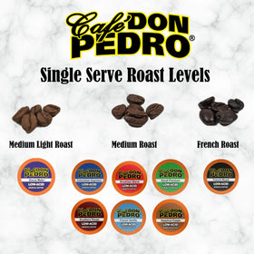 Cafe Don Pedro Dark Roast pod, full-bodied, bold flavor.