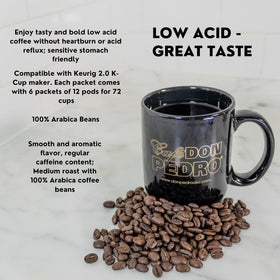 Cafe Don Pedro Donut Mate medium-light roast for balanced, approachable coffee.