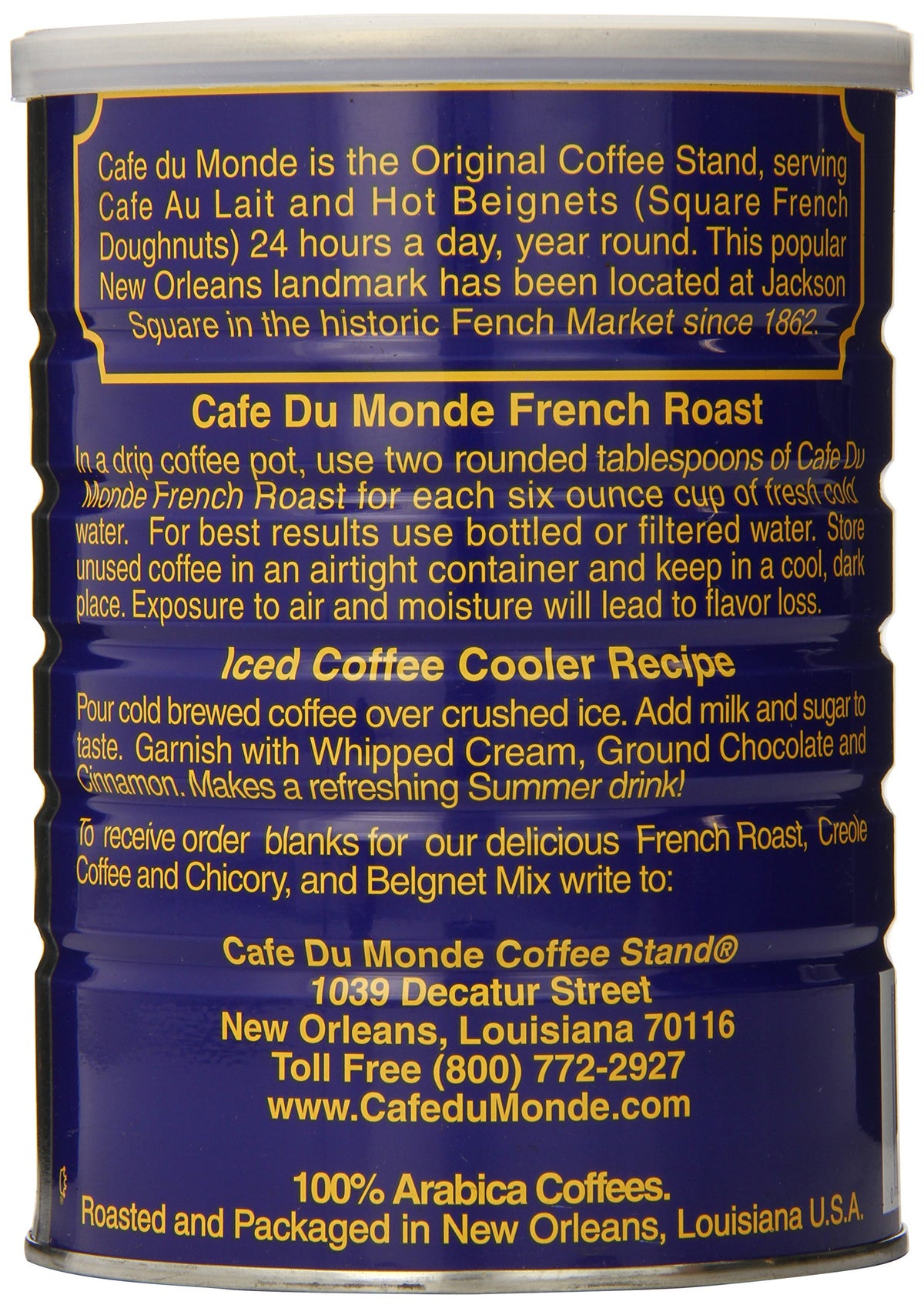 Cafe Du Monde cafedumonde-arabica-beans deliver smooth flavor for daily brewing.