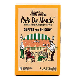 Cafe Du Monde coffee and chicory pods box front for quick, consistent brews