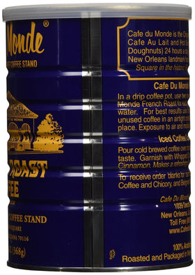 Cafe Du Monde chicory-infused roast in a 13 oz can for bold New Orleans style coffee