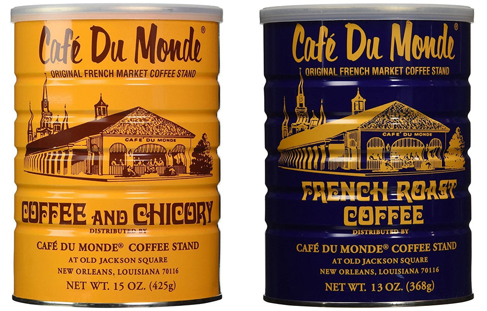 Cafe Du Monde original roast chicory blend in a 15 oz can ready for at-home cafe au lait