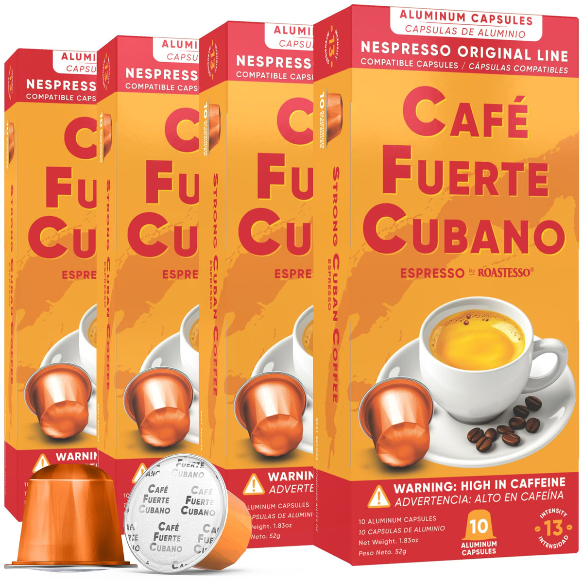 Café Fuerte Cubano front packaging showing bold Cuban espresso experience at home