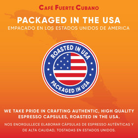 Café Fuerte Cubano USA-roasted and packaged label reflecting small-batch freshness