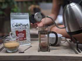 Cafe Kreyol Haitian Blue Dark Roast is ideal for pour-over, drip, or French press.