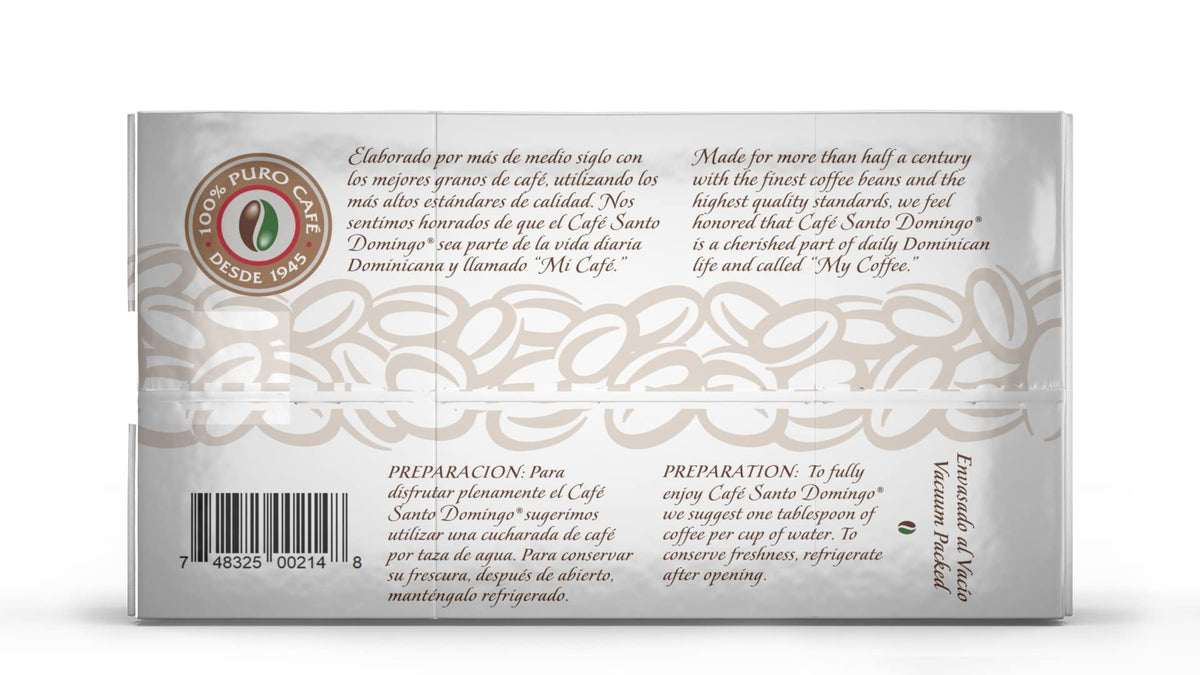 Café Santo Domingo Espresso ground coffee ready for rich morning brews