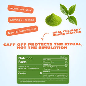 Caff Off decaf matcha latte cup showing creamy, inviting beverage