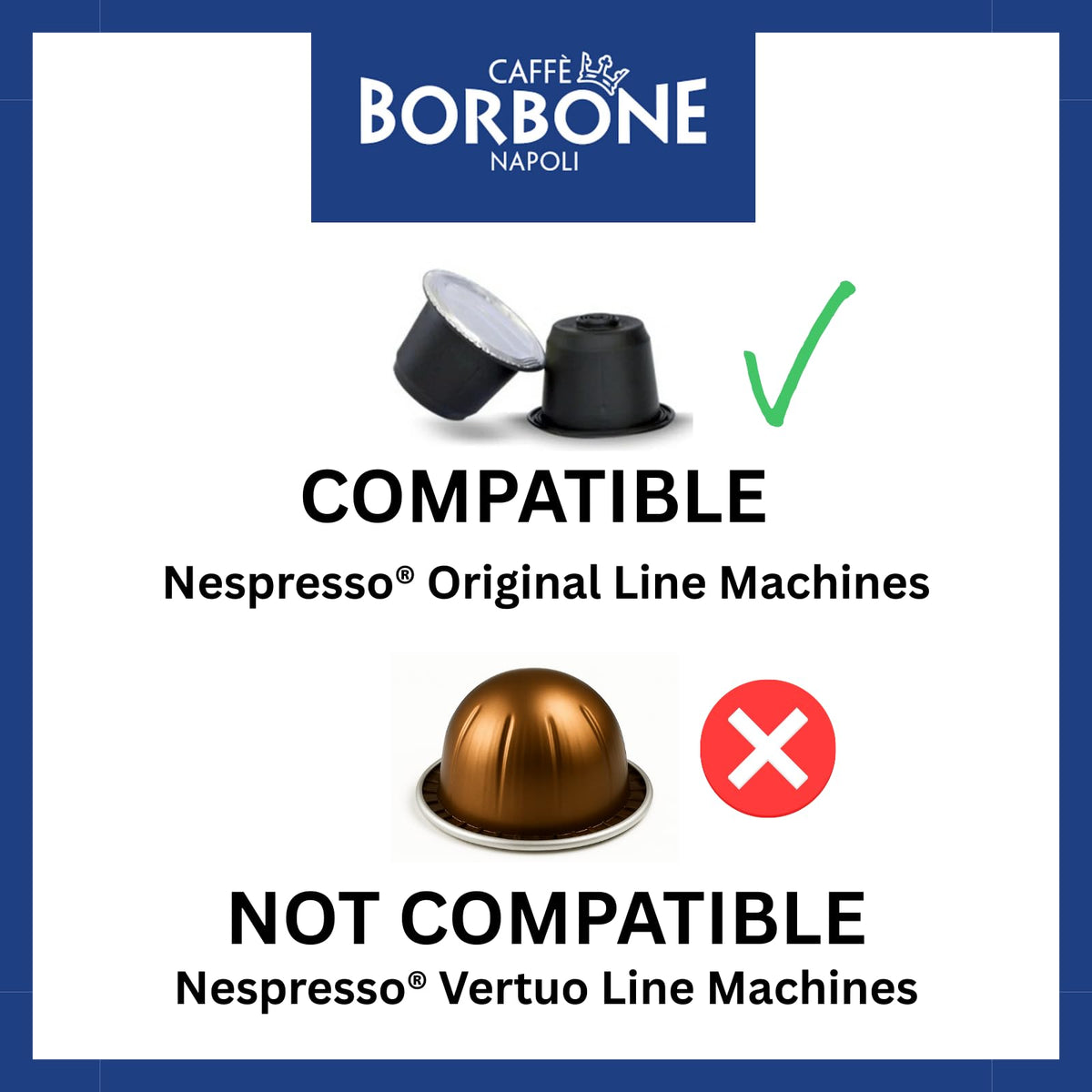 Caffè Borbone Blue Blend pods arranged in a tray for easy daily brew.