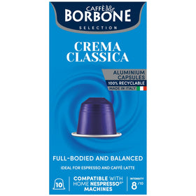 Caffè Borbone Crema Classica capsules packshot for Nespresso OriginalLine, rich crema