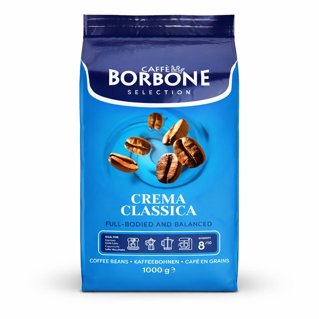 Caffe Borbone Crema Classica whole bean bag preserves aroma for home espresso.