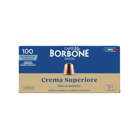 Caffè Borbone Crema Superiore capsules in a box ready for daily espresso.