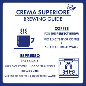 Label detail shows Arabica and Robusta blend for versatile brewing.