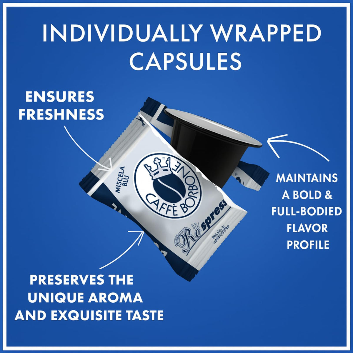 Caffè Borbone DEK decaf espresso pods Italian roast label indicates origin