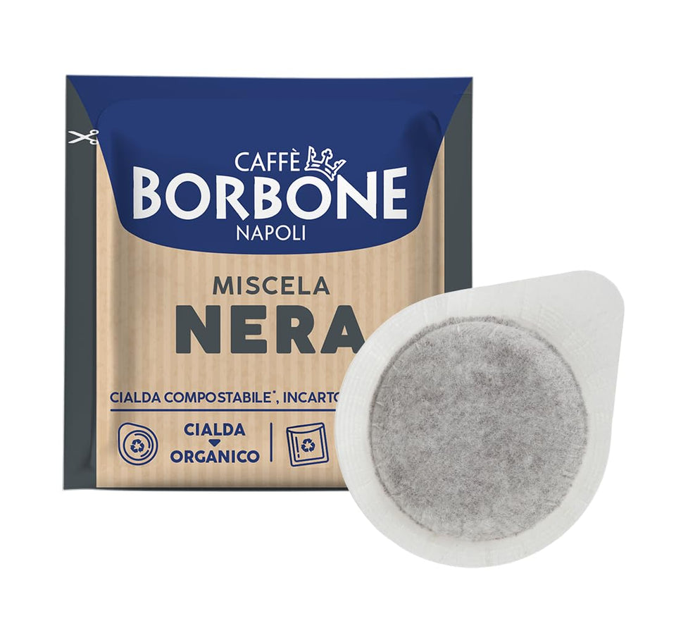 Caffe Borbone ESE Miscela Nera pod packaging for sustainable coffee