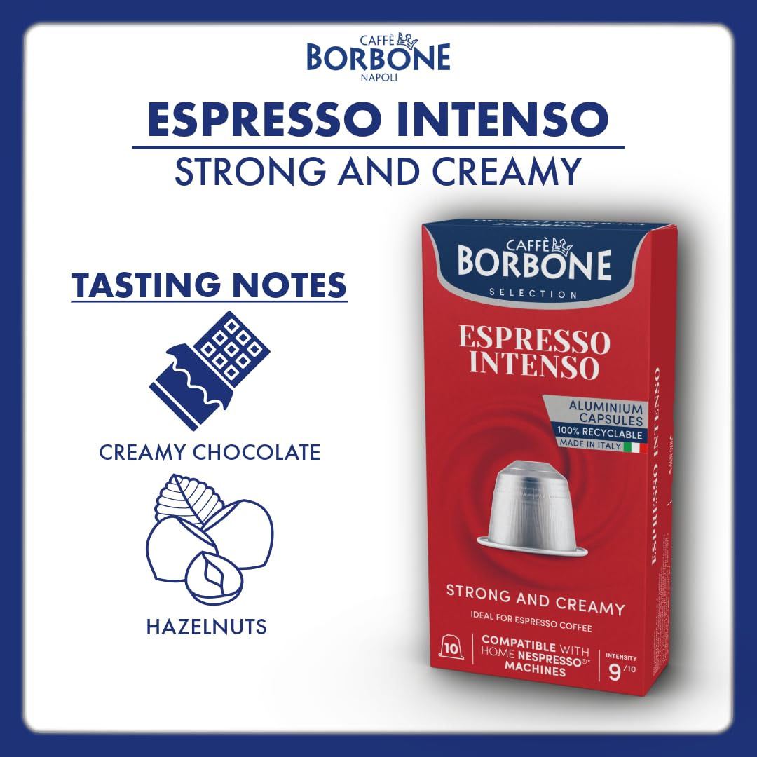 Caffè Borbone Espresso Intenso capsules on kitchen counter ready for quick espresso.
