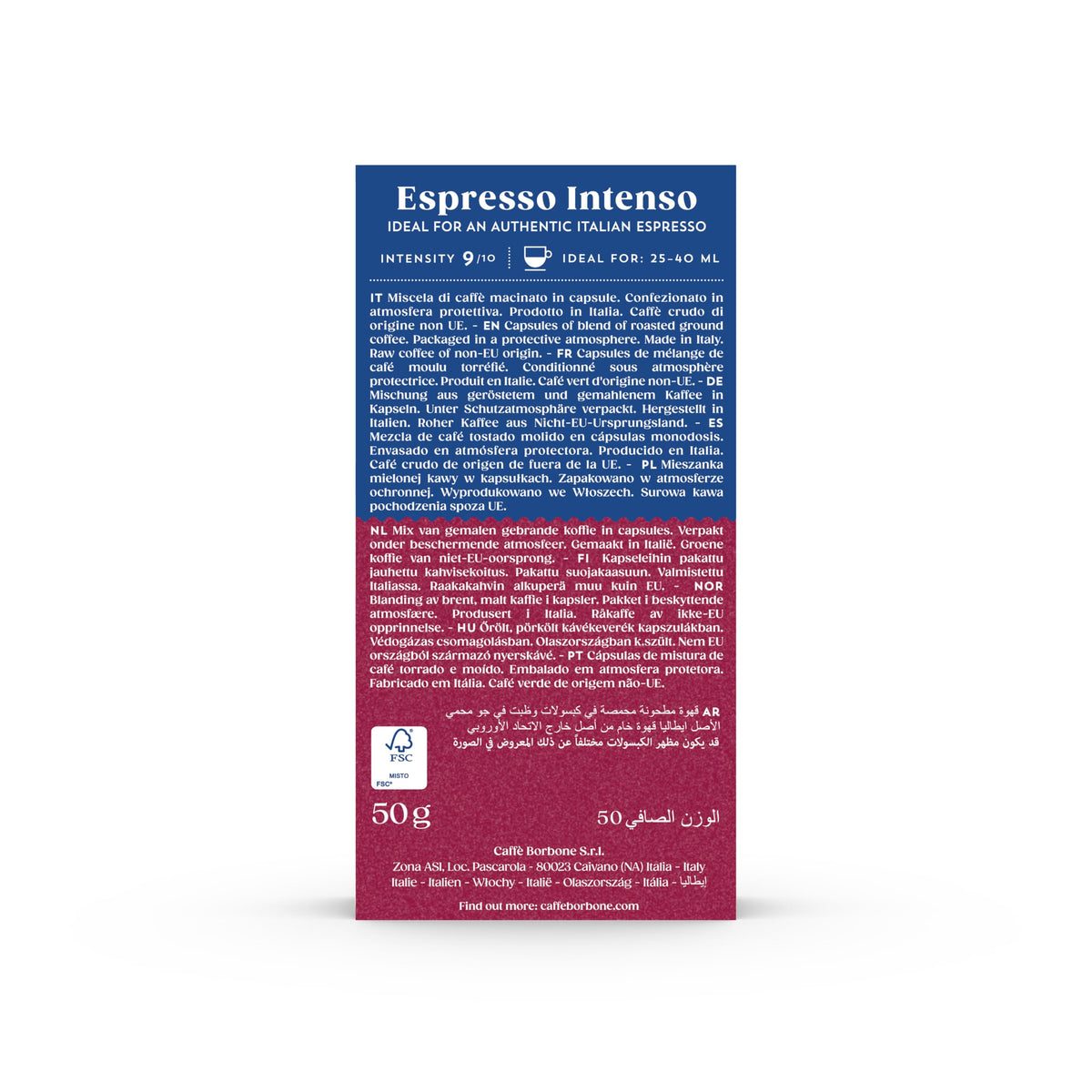 Caffè Borbone Espresso Intenso packaging on display for home gifting.