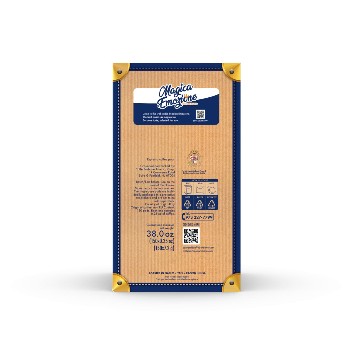 Caffè Borbone Blue Blend compostable pods support eco friendly choice