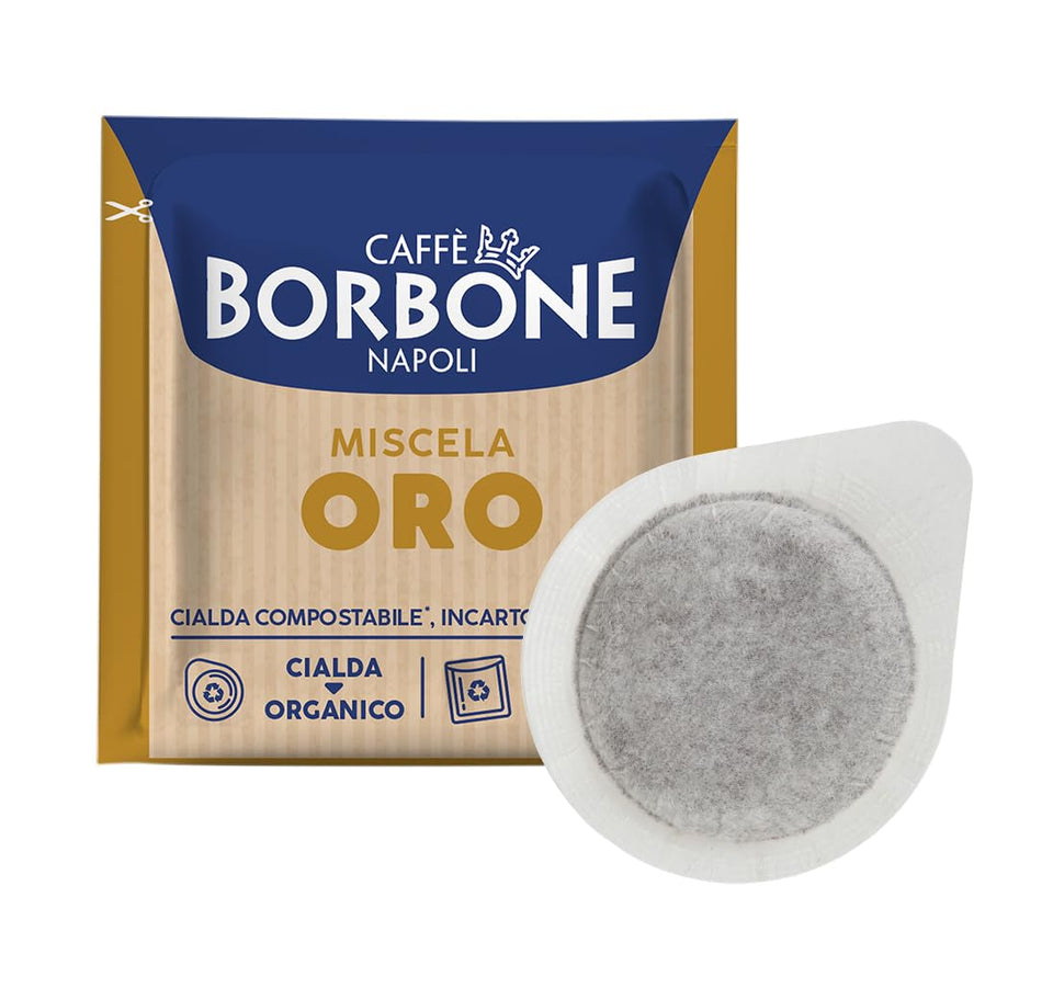 Caffe Borbone Gold Blend pod box showing 150-count for convenient mornings.