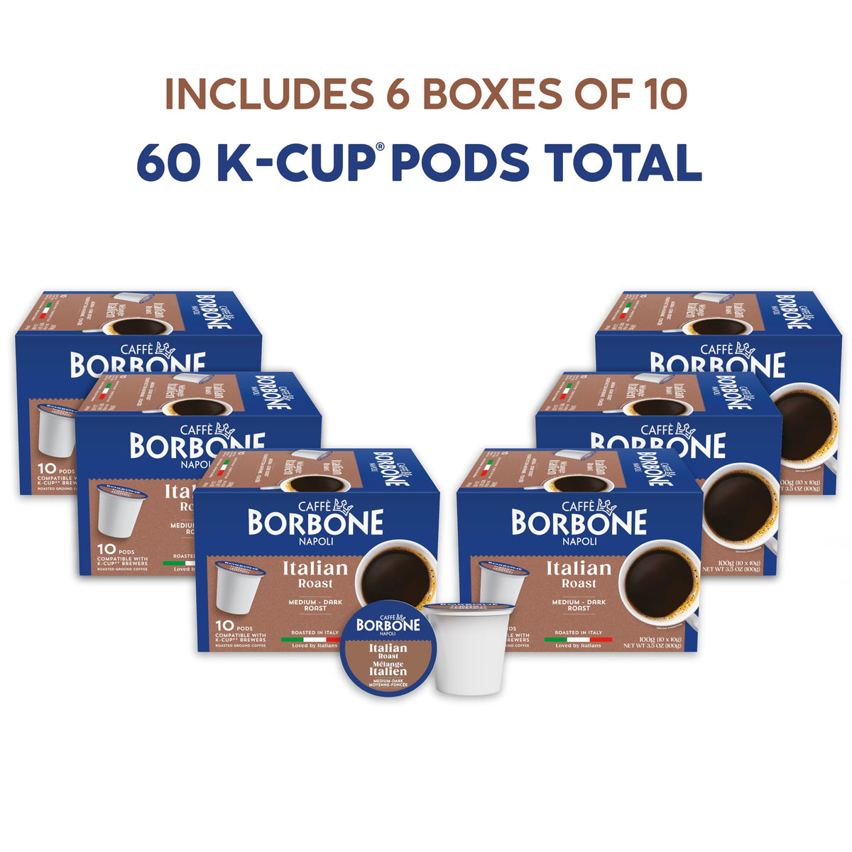 Caffè Borbone Italian Roast coffee pod ready to brew with bold aroma.