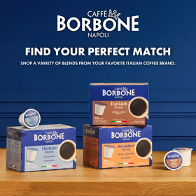 Caffè Borbone Italian Roast pod packaging front label detail.