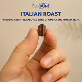Caffè Borbone pod pouring into cup, quick morning ritual.