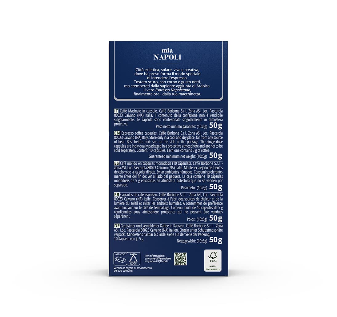 Caffè Borbone Mia Napoli decaf roast option visible in pack