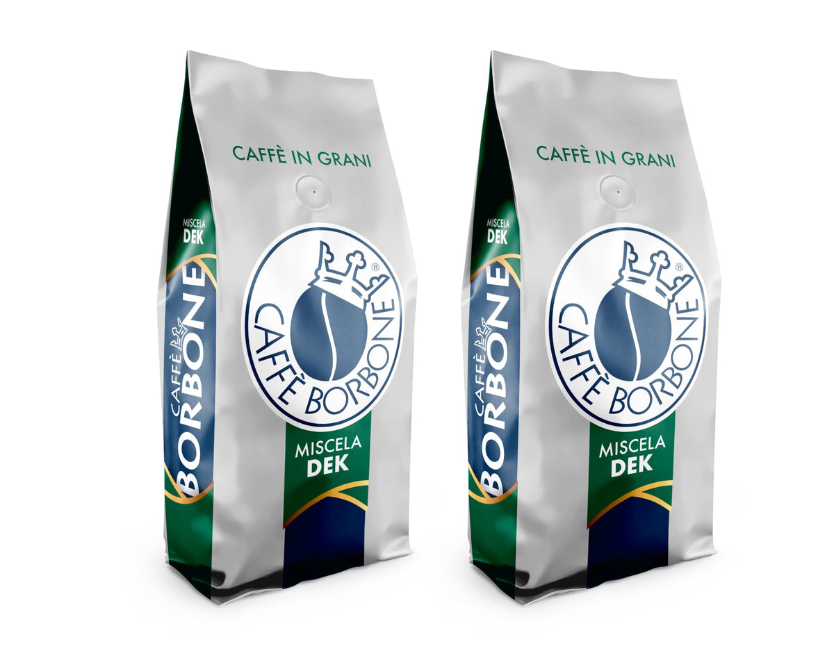 Caffè Borbone Miscela DEK brew-ready setup showing versatile decaf options