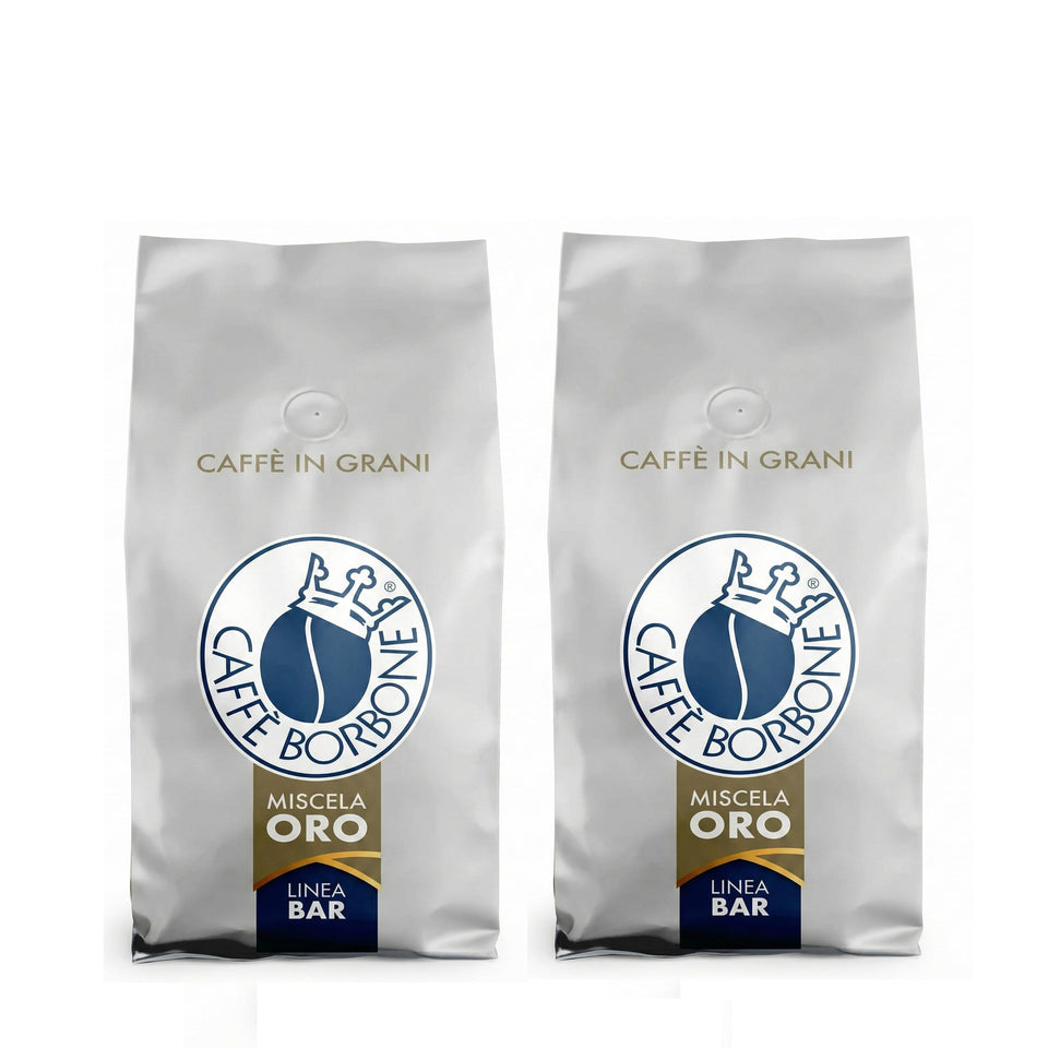 Caffè Borbone Miscela Oro beans close-up for rich crema and aroma.