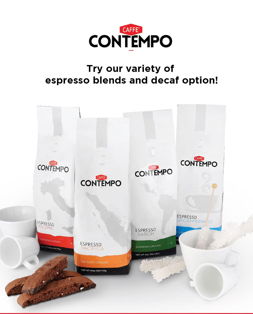 CAFFE CONTEMPO freshly roasted decaf brings rich aroma to every cup.