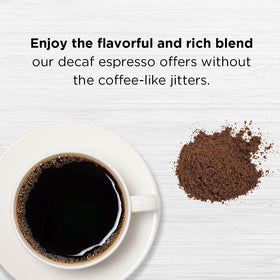 CAFFE CONTEMPO water process decaf preserves aroma and smooth finish.