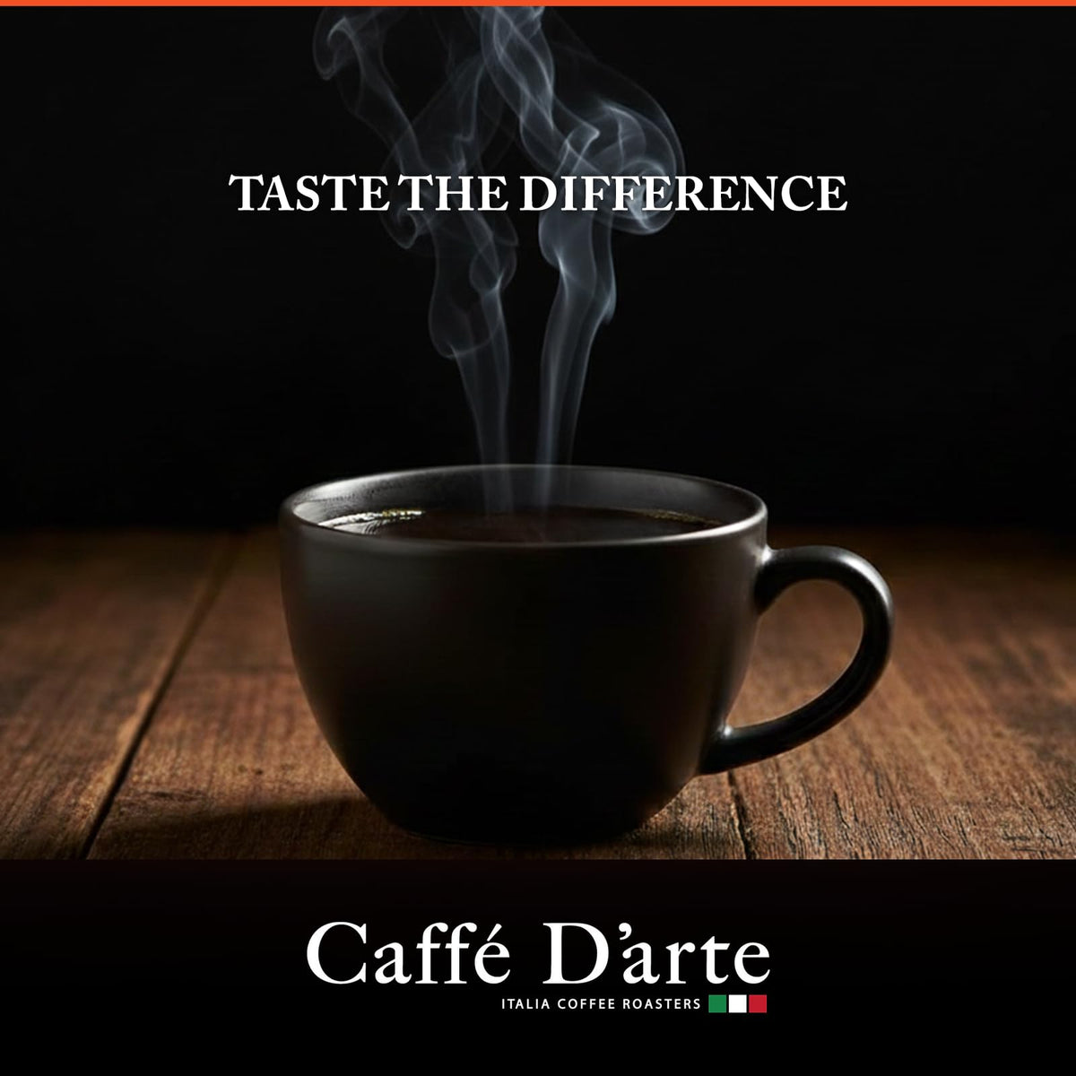 Caffe D'arte decaf espresso coffee bean closeup showcases smooth roast and color.