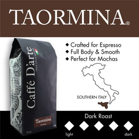 Taormina aroma rising from a steaming cup of espresso.