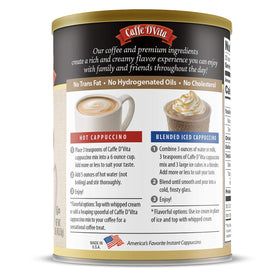 Caffe D'Vita Amaretto Cappuccino cup serve hot creamy cappuccino ready to enjoy