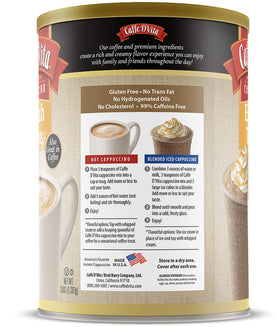 Caffe D'Vita blended cappuccino with ice delivers a smooth, refreshing sensation.