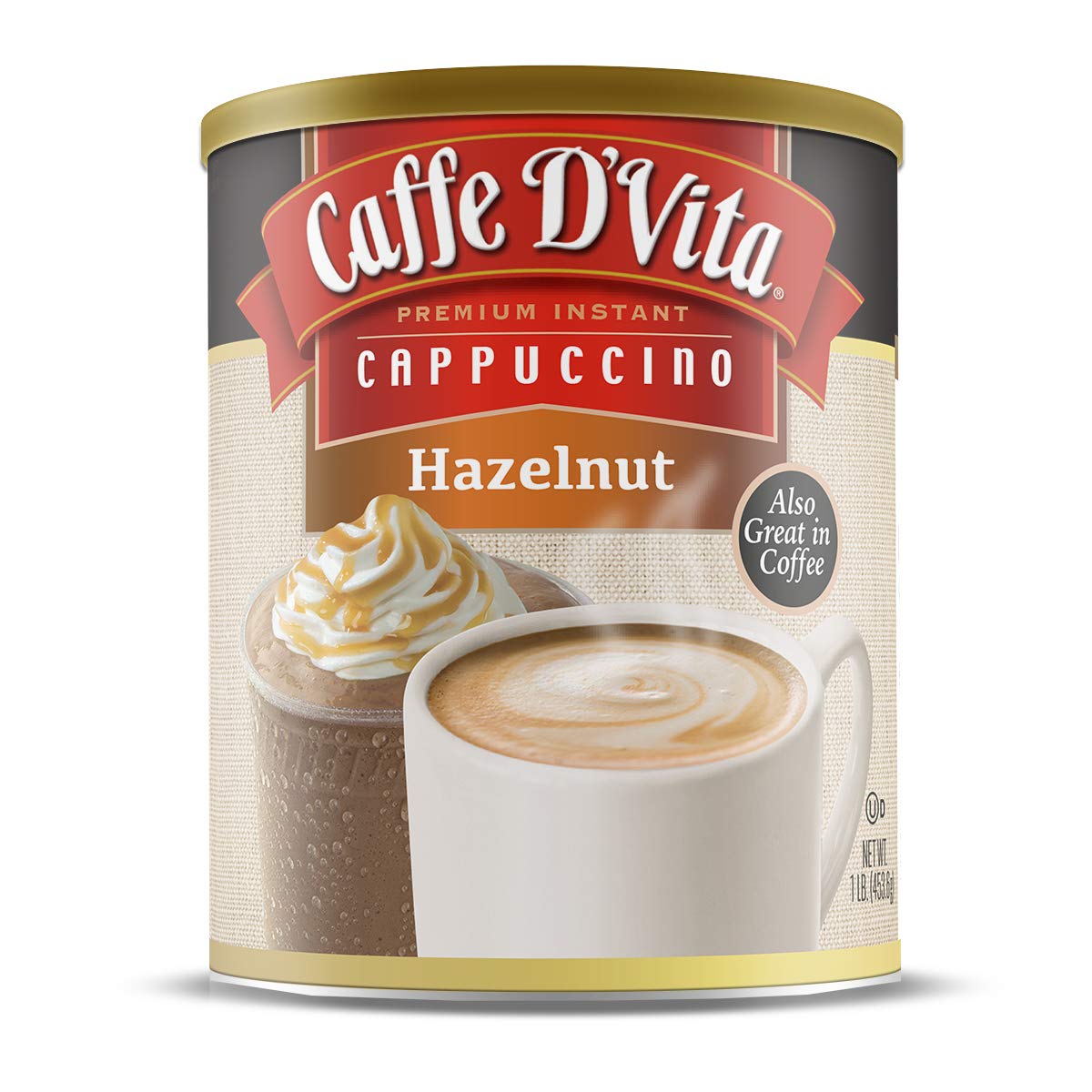 Caffe D'Vita hazelnut cappuccino mix can releases rich aroma and creamy flavor