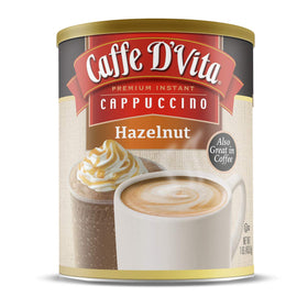 Caffe D'Vita hazelnut cappuccino mix can releases rich aroma and creamy flavor
